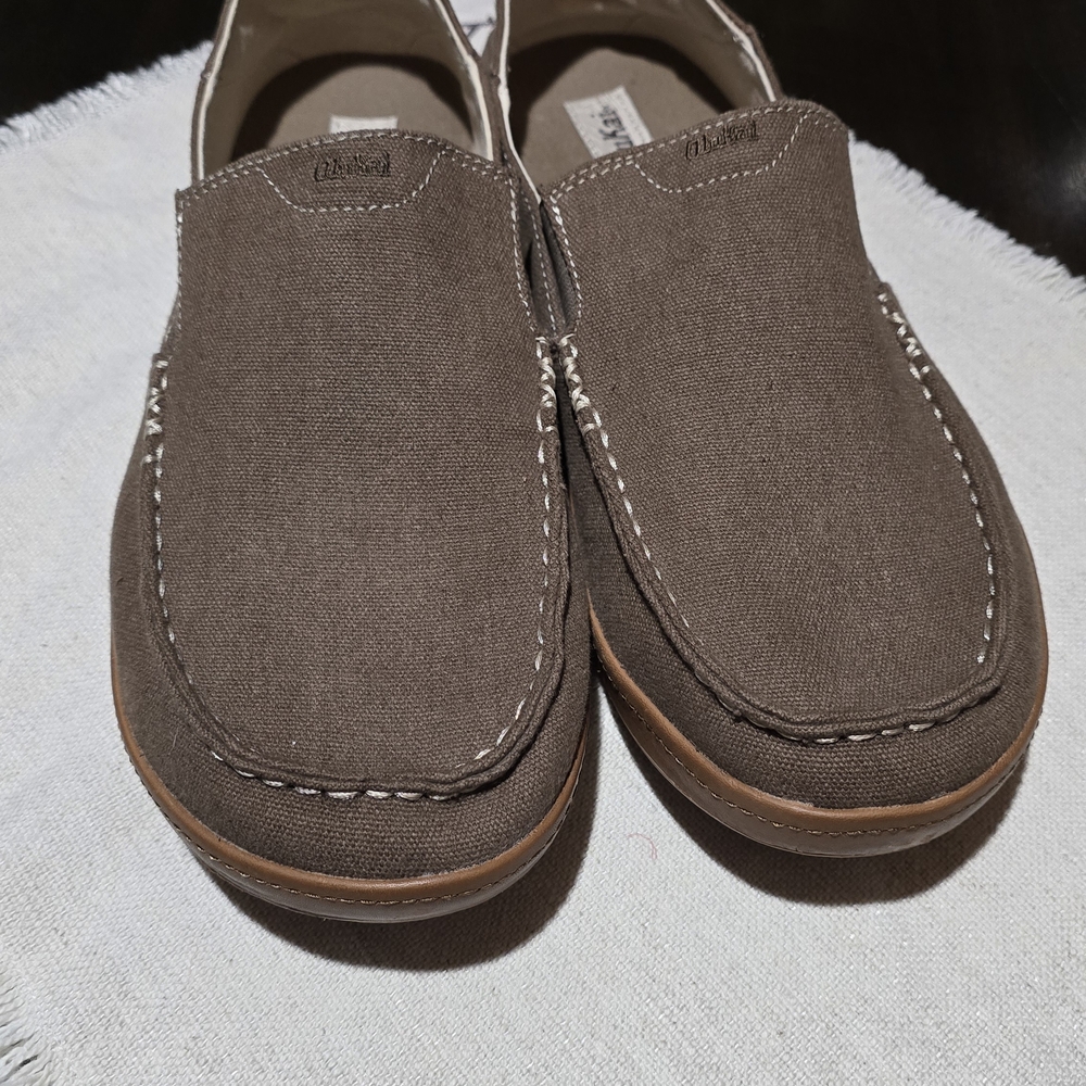 Olukai Men's Brown Slip-On Canvas Loafers - Picture 2 of 6